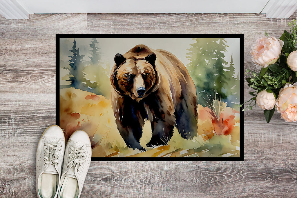 Grizzly Bear Doormat Indoor Outdoor 24H X 36W Front Door Mat Rugs for Entryway, Non Slip Washable Low Pile,