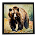 Grizzly Bear Framed Metal Print Bathroom, Kitchen, Office, Home Decor Wall Art Ready to Hang, Square, 8X8