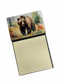 Grizzly Bear Watercolor Sticky Note Holder Refillable Dispenser Desk Accessory 3x3 Pad Gift