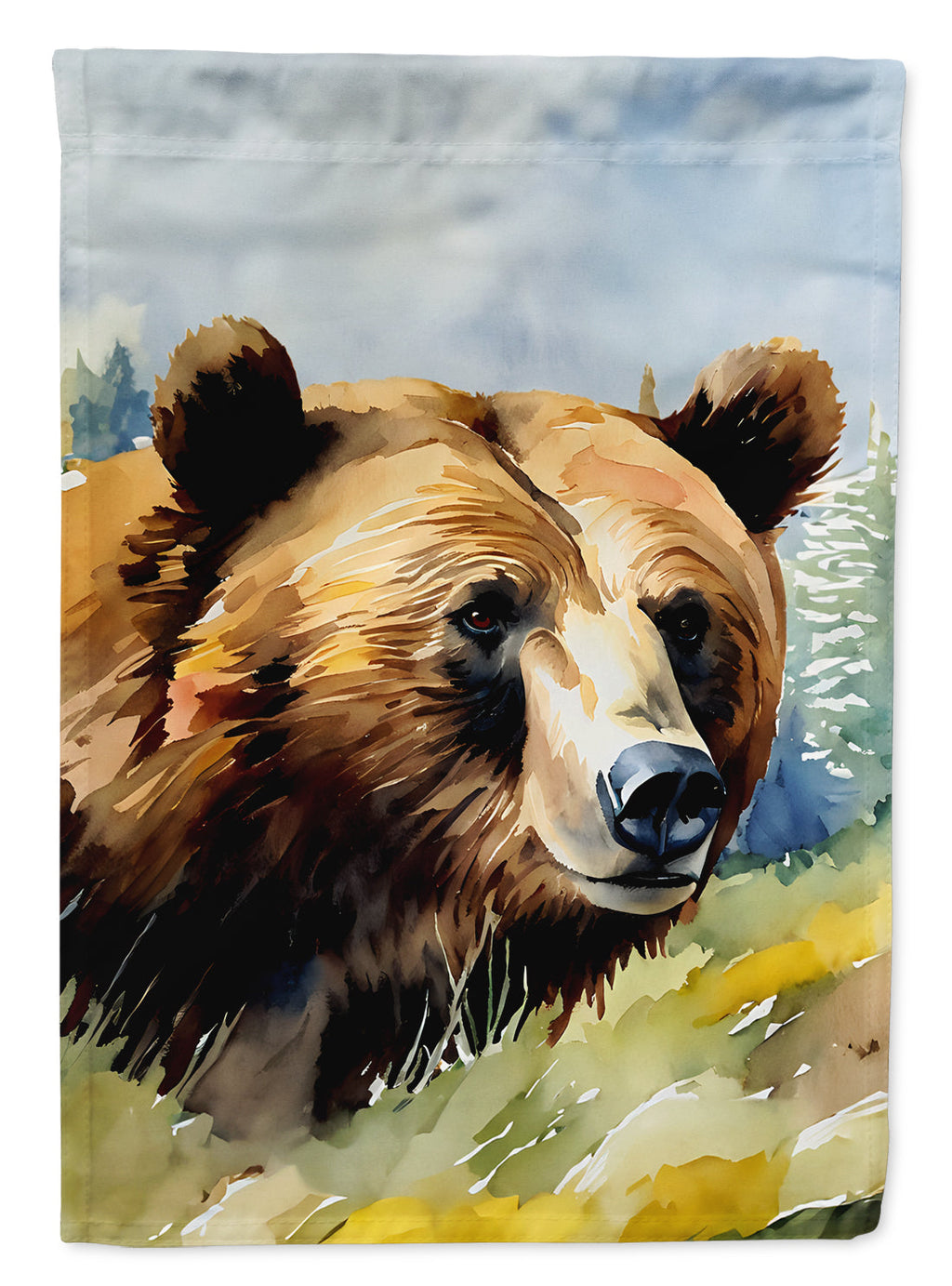 Grizzly Bear House Flag 28x40 Porch Sleeve Pole Decorative Outside Yard Banner Artwork Wall Hanging, Polyester