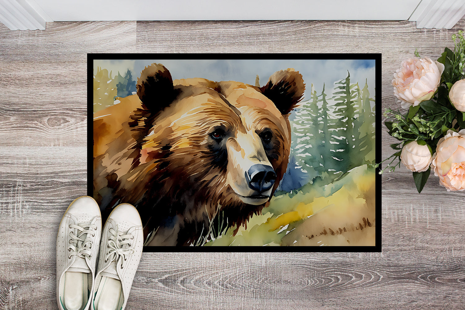 Grizzly Bear Doormat Indoor Outdoor 18H X 27W Front Door Mat Rugs for Entryway, Non Slip Washable