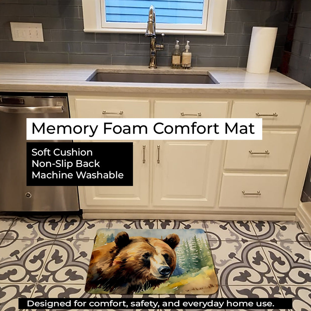 Grizzly Bear Memory Foam Kitchen Mat Machine Washable Anti-Fatigue Cushion Comfort Bath or Kitchen Rug