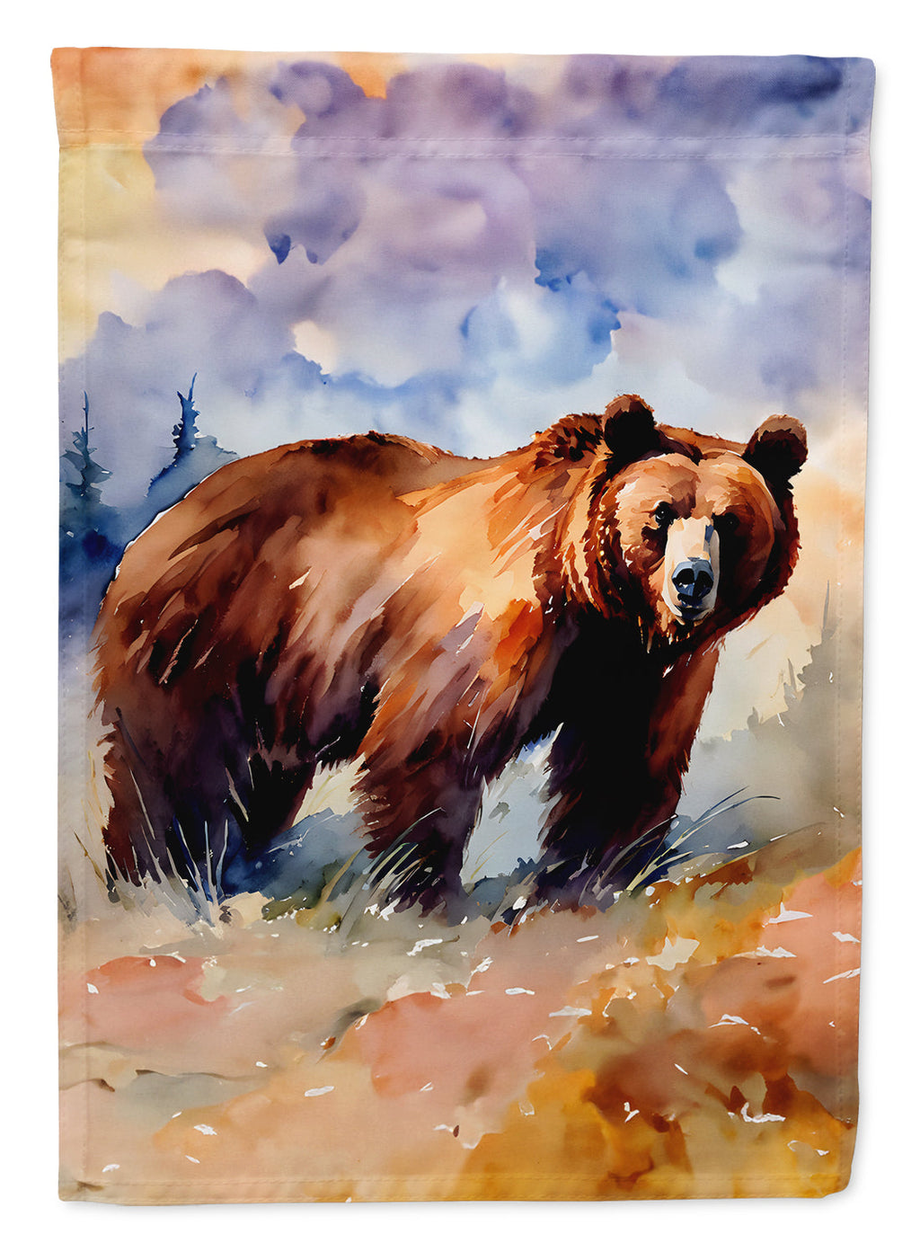 Grizzly Bear House Flag 28x40 Porch Sleeve Pole Decorative Outside Yard Banner Artwork Wall Hanging, Polyester