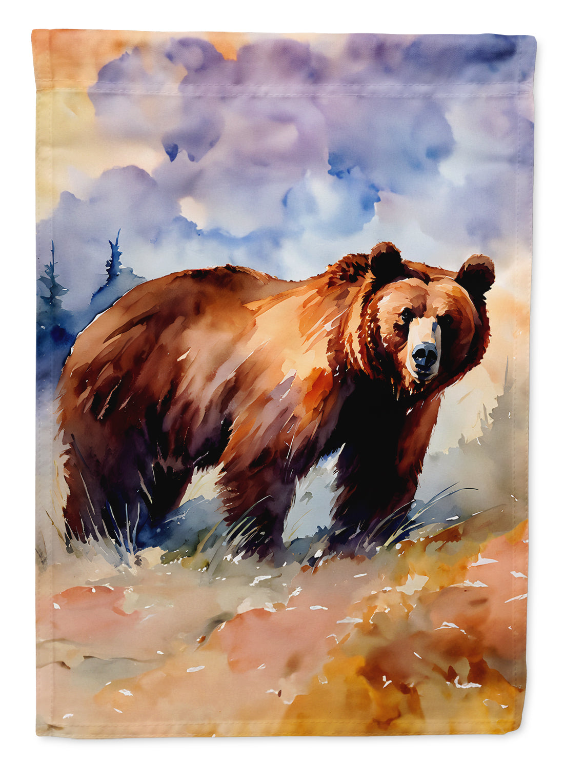 Grizzly Bear House Flag 28x40 Porch Sleeve Pole Decorative Outside Yard Banner Artwork Wall Hanging, Polyester