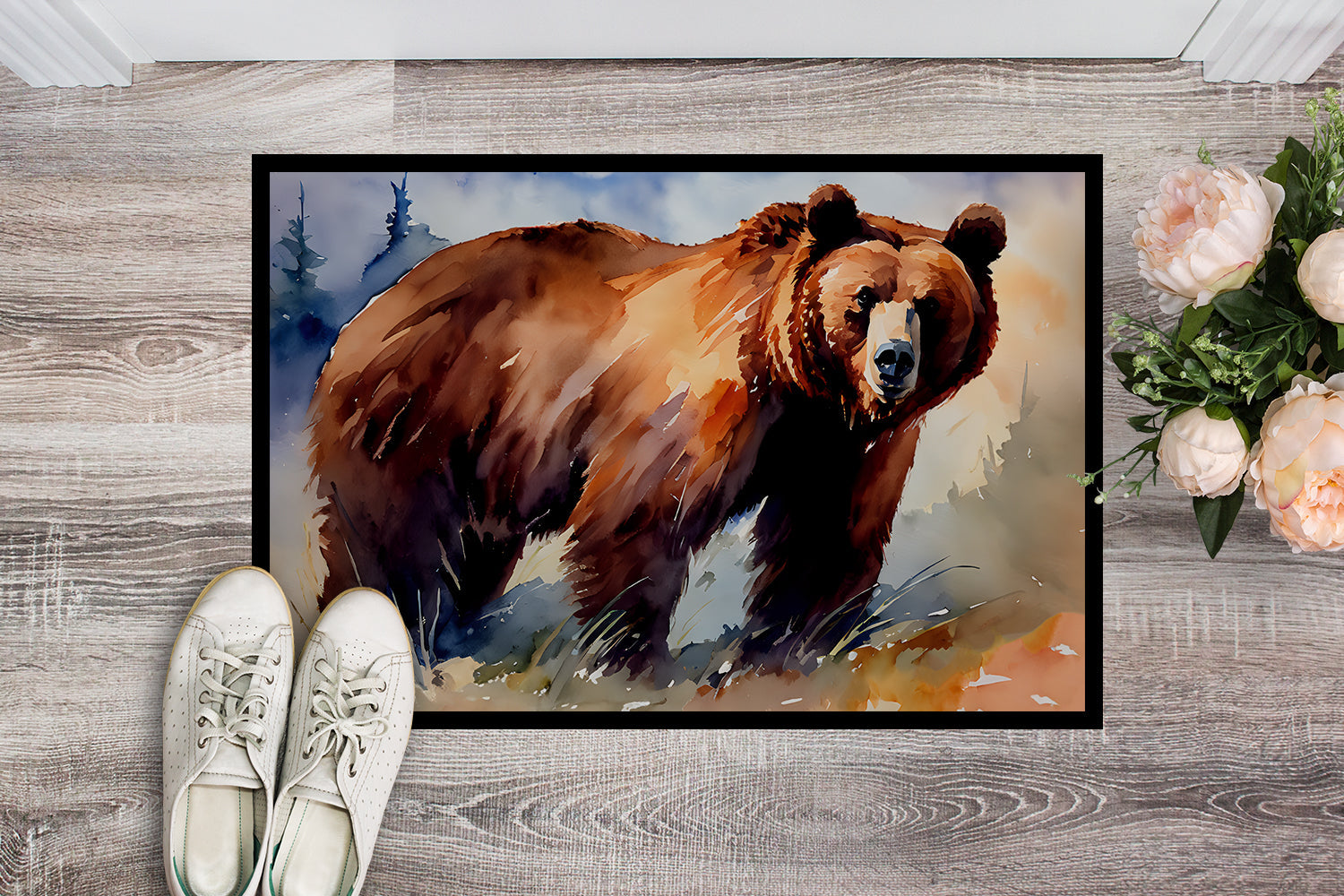 Grizzly Bear Doormat Indoor Outdoor 18H X 27W Front Door Mat Rugs for Entryway, Non Slip Washable