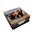 Grizzly Bear PU Leather Note Paper Holder with Artist-Designed Cover, Desk Accessory, Office Gift