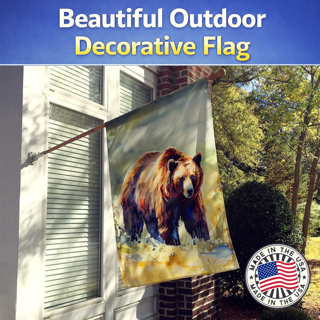 Grizzly Bear House Flag 28x40 Porch Sleeve Pole Decorative Outside Yard Banner Artwork Wall Hanging, Polyester