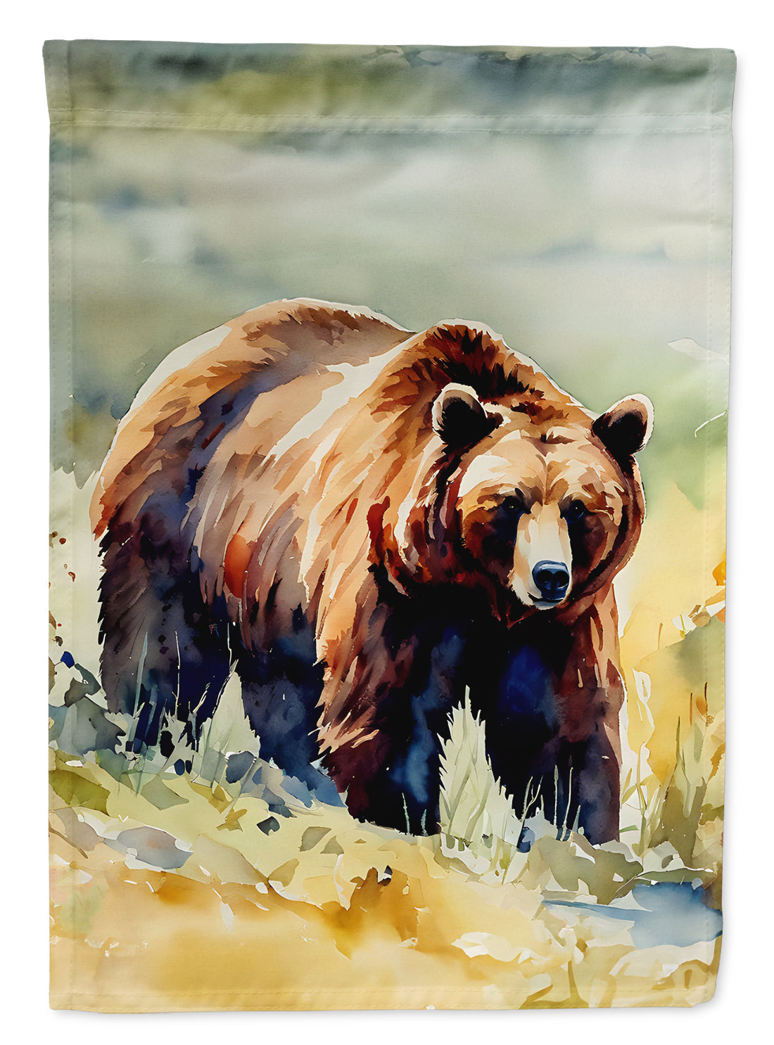 Grizzly Bear House Flag 28x40 Porch Sleeve Pole Decorative Outside Yard Banner Artwork Wall Hanging, Polyester