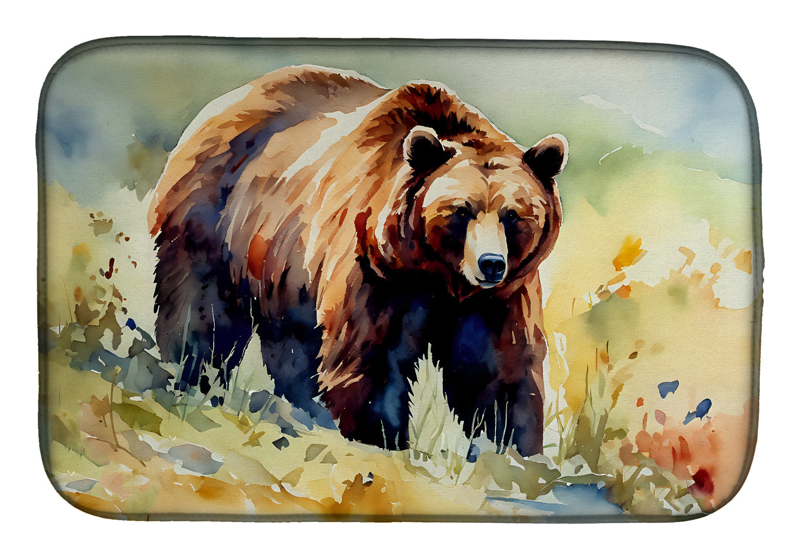 Grizzly Bear Dish Drying Mat Absorbent Dish Drying Mat Pad for Kitchen Counter Dish Drainer Mat for Countertop, 14 x 21", Multicolor