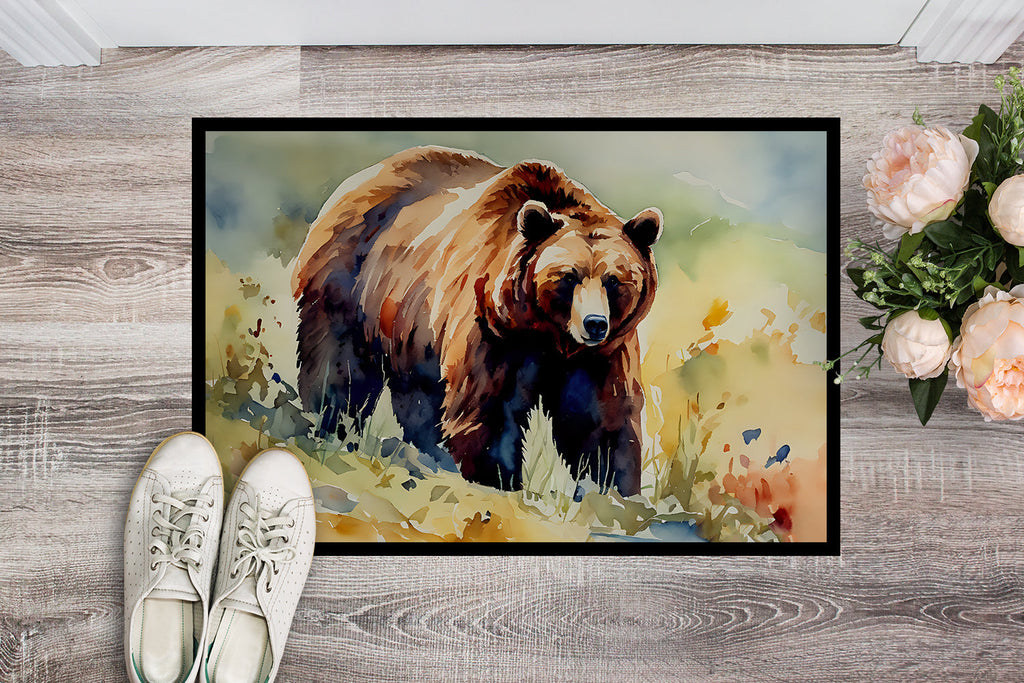 Grizzly Bear Doormat Indoor Outdoor 24H X 36W Front Door Mat Rugs for Entryway, Non Slip Washable Low Pile,
