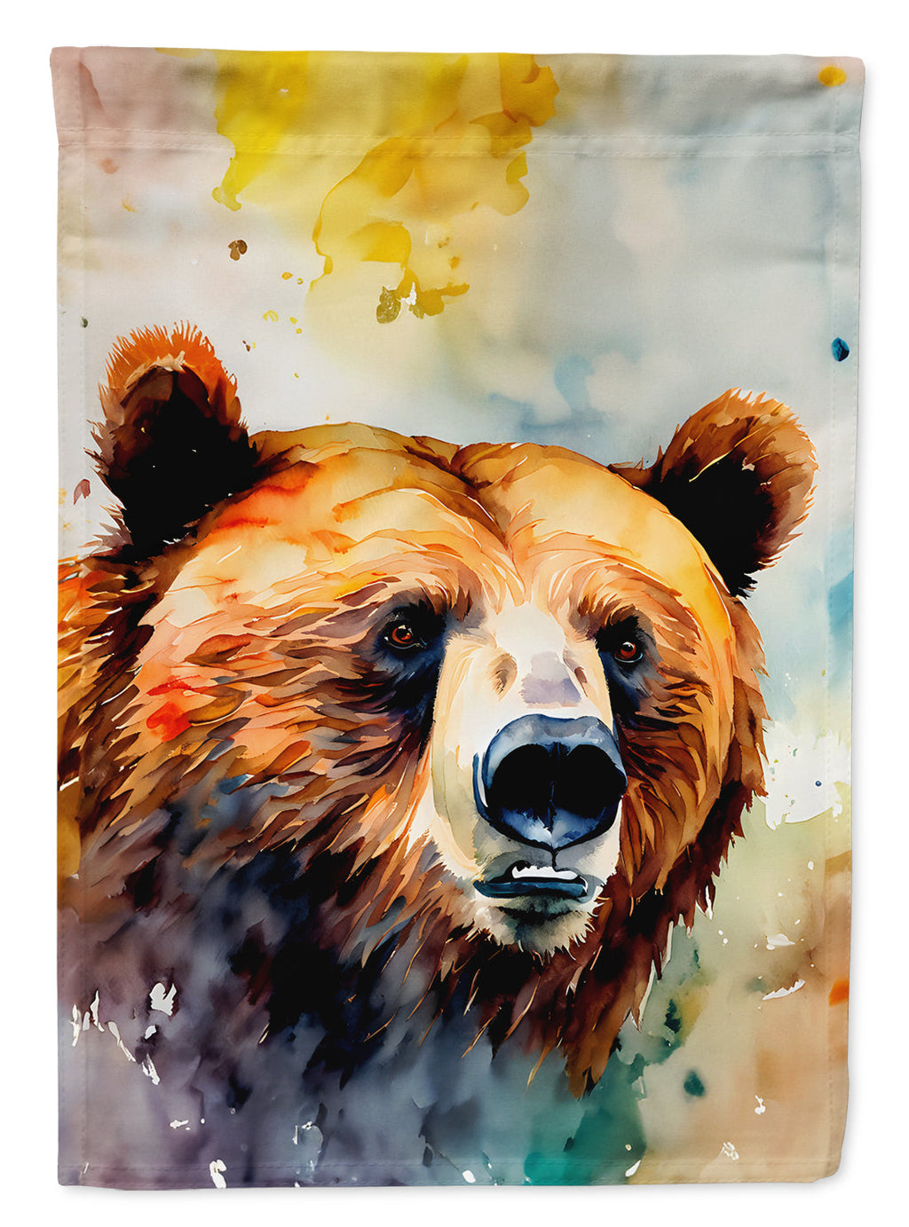 Grizzly Bear House Flag 28x40 Porch Sleeve Pole Decorative Outside Yard Banner Artwork Wall Hanging, Polyester