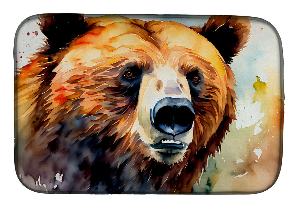 Grizzly Bear Dish Drying Mat Absorbent Dish Drying Mat Pad for Kitchen Counter Dish Drainer Mat for Countertop, 14 x 21", Multicolor