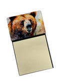 Grizzly Bear Watercolor Sticky Note Holder Refillable Dispenser Desk Accessory 3x3 Pad Gift