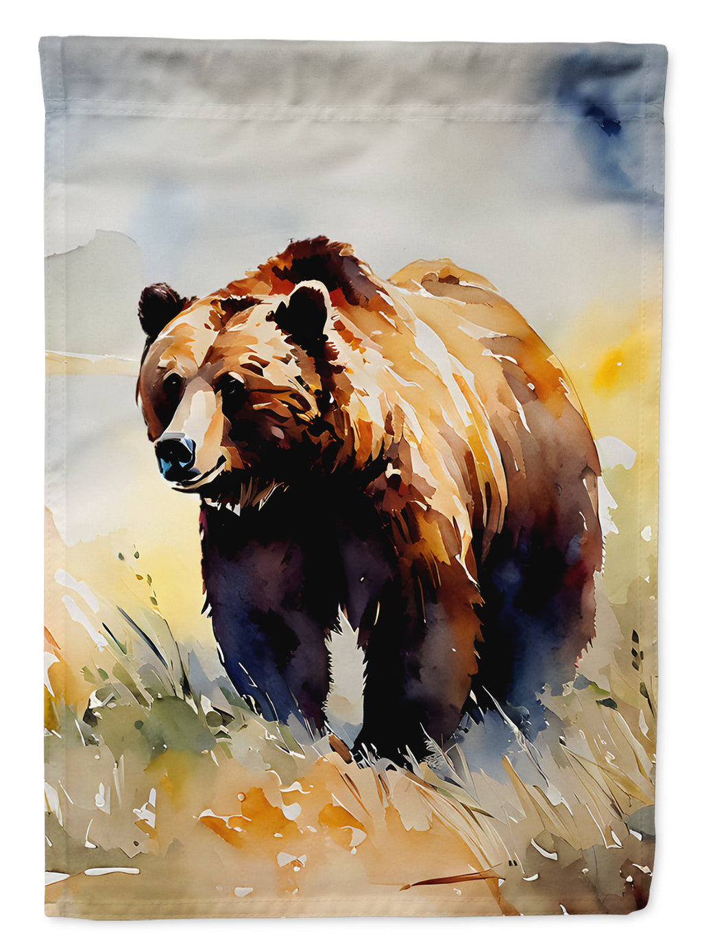Grizzly Bear House Flag 28x40 Porch Sleeve Pole Decorative Outside Yard Banner Artwork Wall Hanging, Polyester