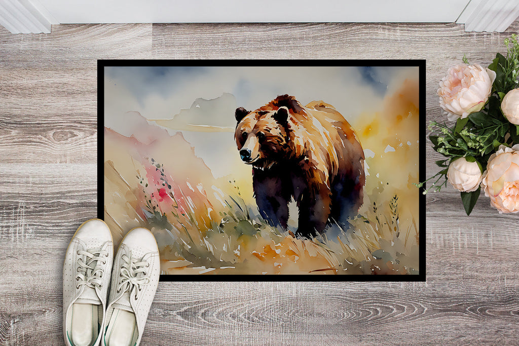 Grizzly Bear Doormat Indoor Outdoor 24H X 36W Front Door Mat Rugs for Entryway, Non Slip Washable Low Pile,