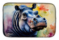 Hippopotamus Dish Drying Mat Absorbent Dish Drying Mat Pad for Kitchen Counter Dish Drainer Mat for Countertop, 14 x 21", Multicolor