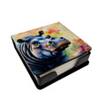 Hippopotamus PU Leather Note Paper Holder with Artist-Designed Cover, Desk Accessory, Office Gift