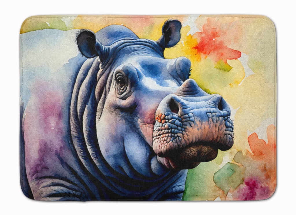 Hippopotamus Memory Foam Kitchen Mat Machine Washable Anti-Fatigue Cushion Comfort Bath or Kitchen Rug