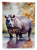 Hippopotamus House Flag 28x40 Porch Sleeve Pole Decorative Outside Yard Banner Artwork Wall Hanging, Polyester