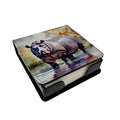 Hippopotamus PU Leather Note Paper Holder with Artist-Designed Cover, Desk Accessory, Office Gift