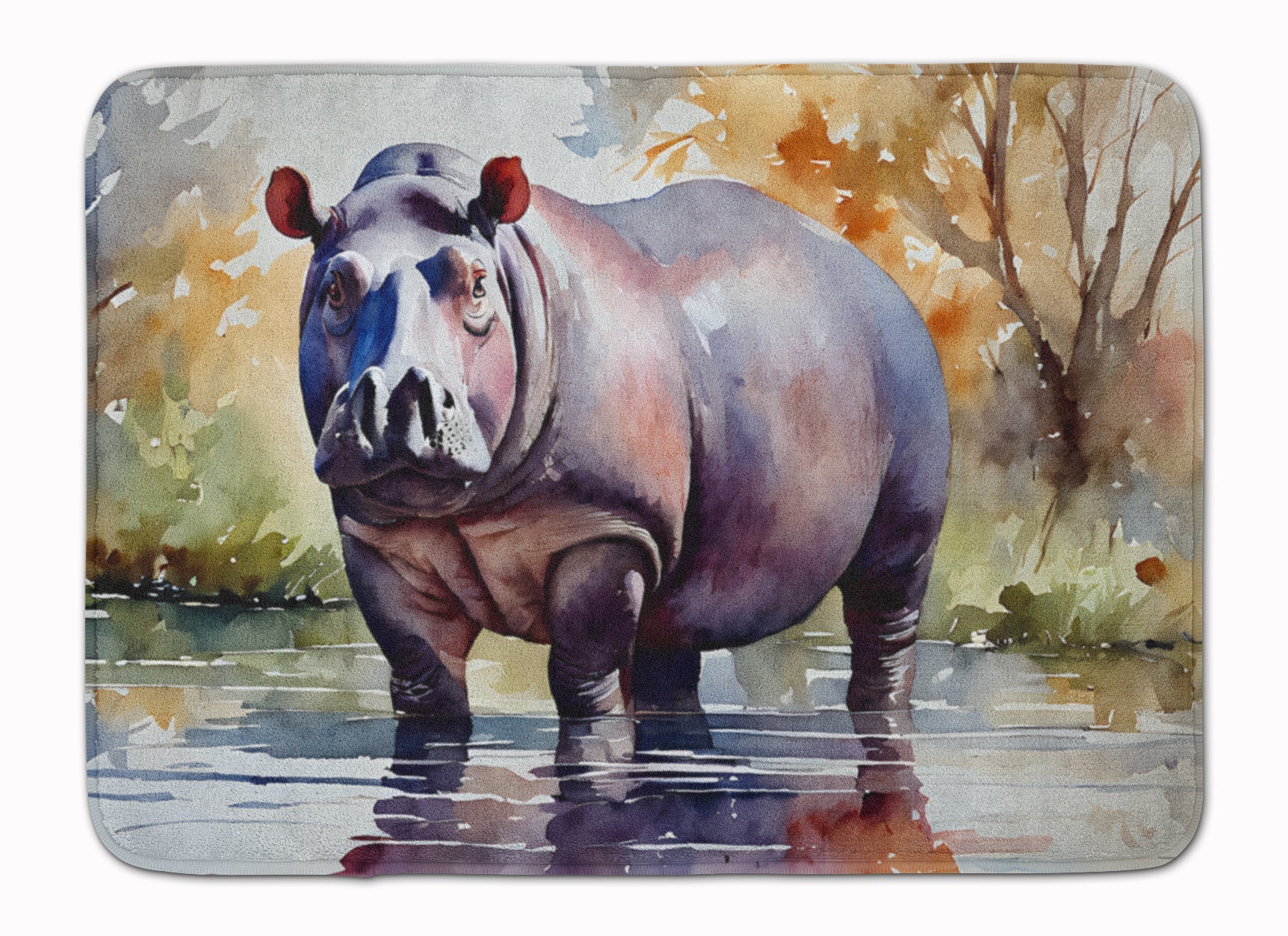 Hippopotamus Memory Foam Kitchen Mat Machine Washable Anti-Fatigue Cushion Comfort Bath or Kitchen Rug