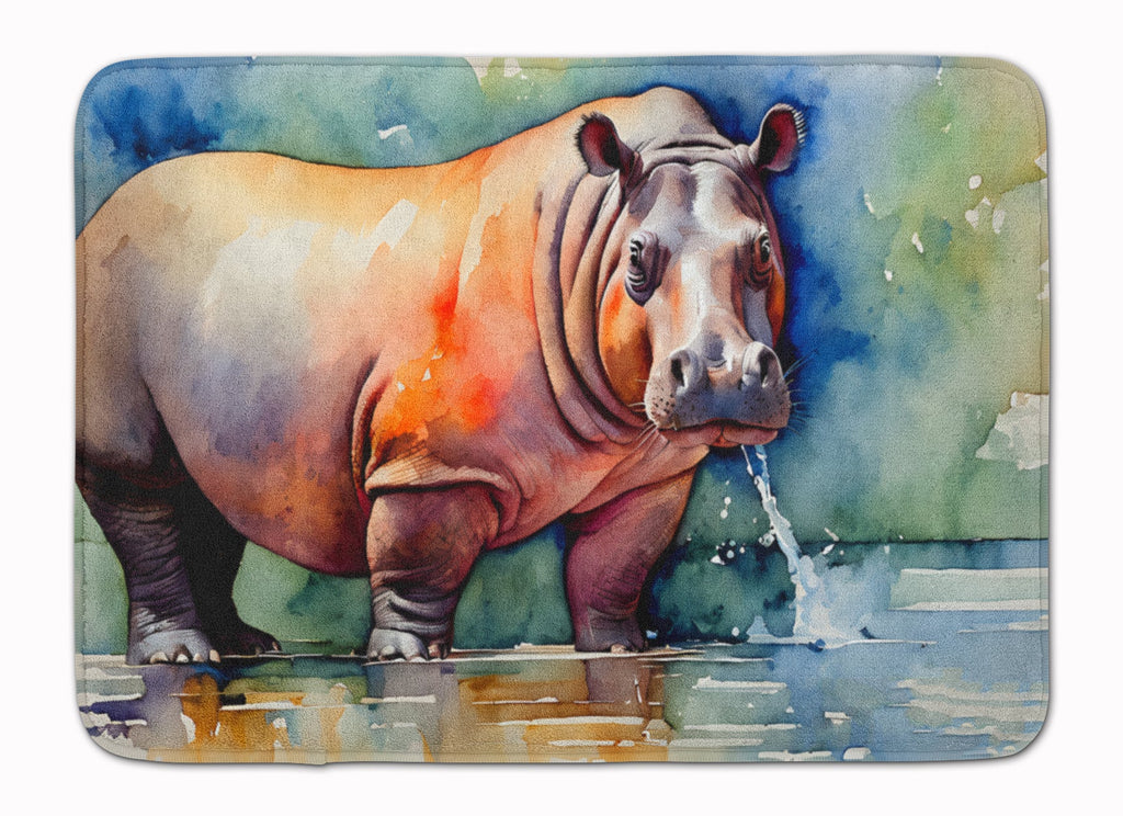 Hippopotamus Memory Foam Kitchen Mat Machine Washable Anti-Fatigue Cushion Comfort Bath or Kitchen Rug