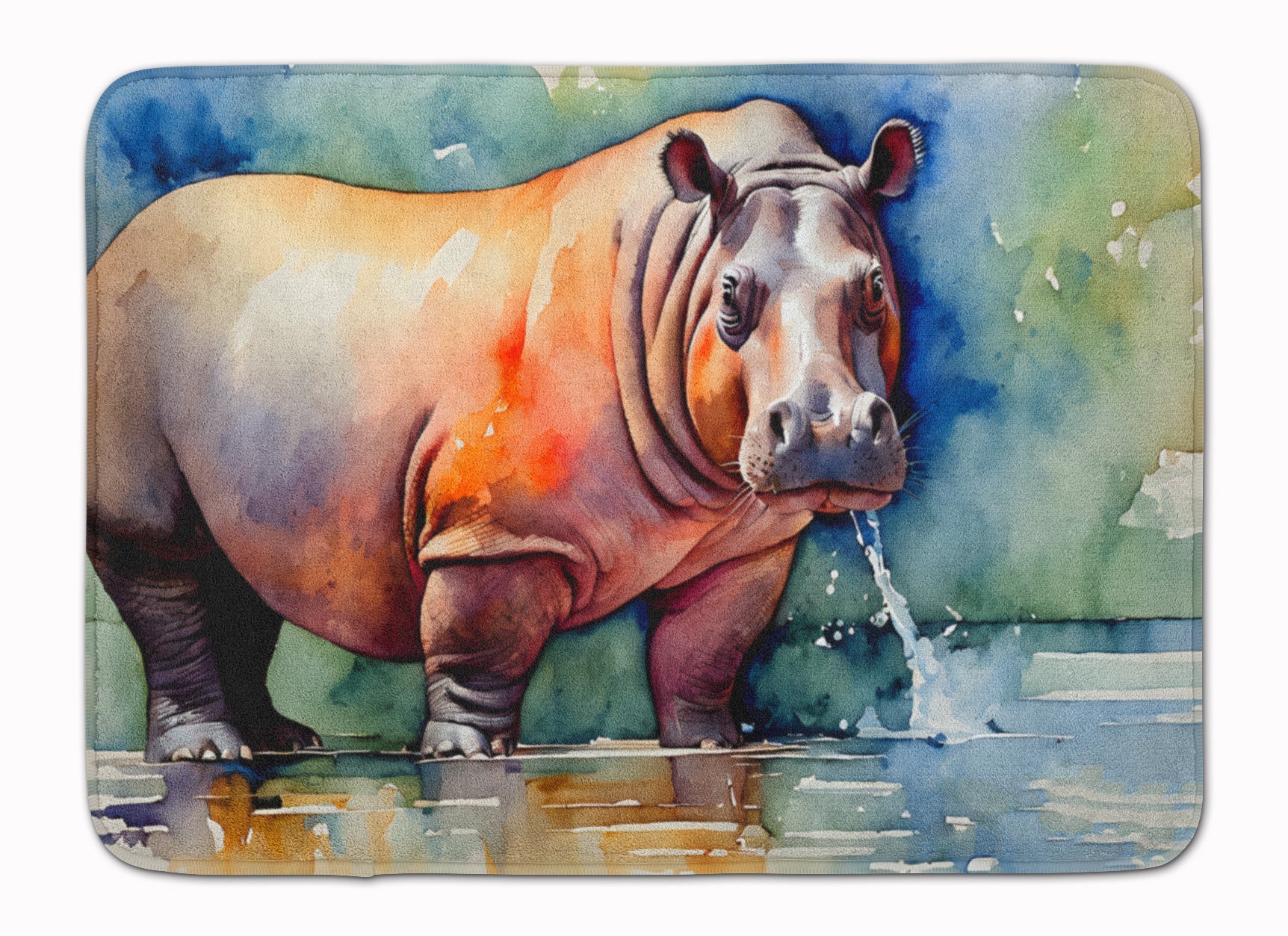 Hippopotamus Memory Foam Kitchen Mat Machine Washable Anti-Fatigue Cushion Comfort Bath or Kitchen Rug