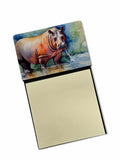 Hippopotamus Watercolor Sticky Note Holder Refillable Dispenser Desk Accessory 3x3 Pad Gift