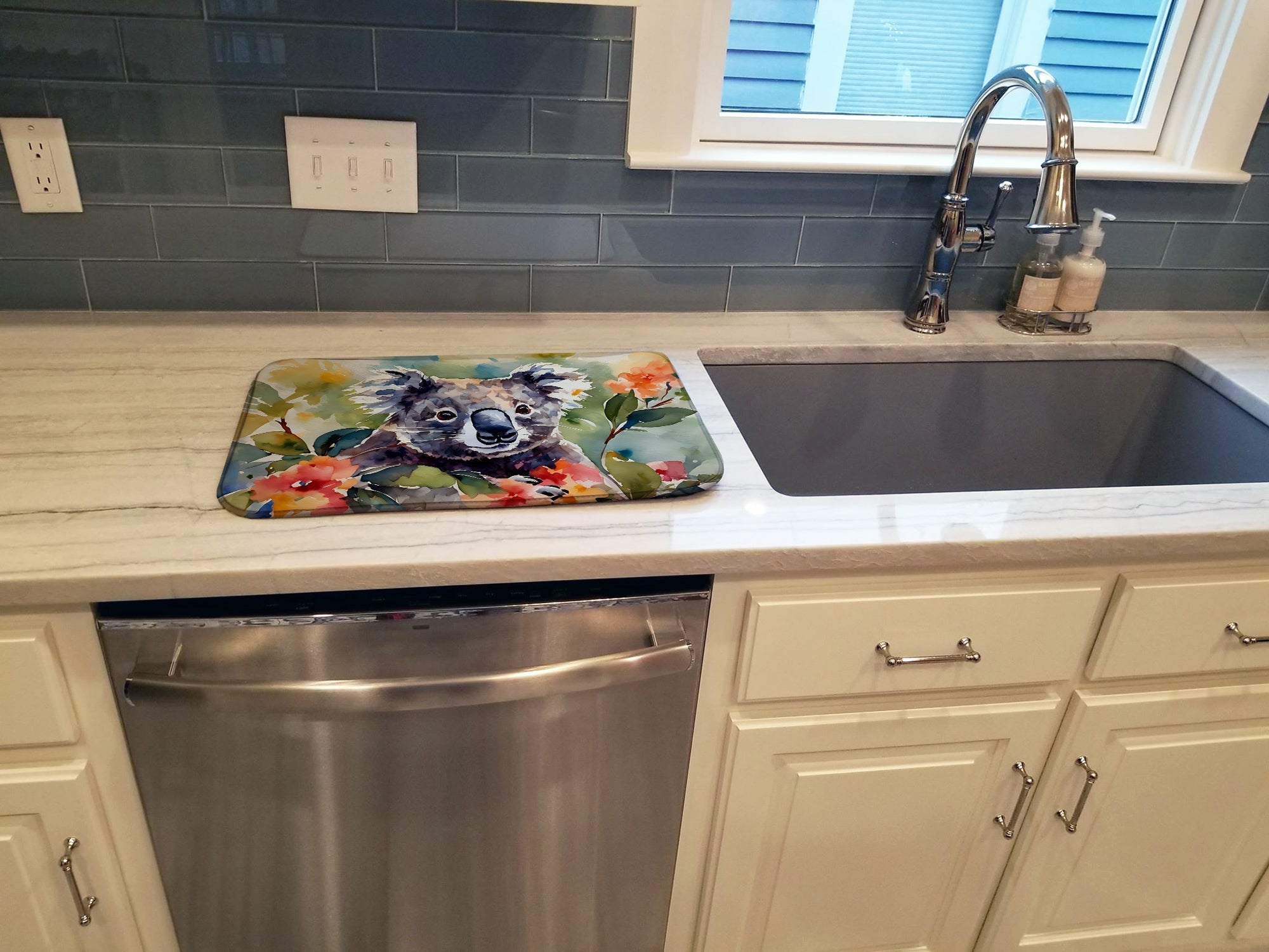 Koala Dish Drying Mat Absorbent Dish Drying Mat Pad for Kitchen Counter Dish Drainer Mat for Countertop, 14 x 21", Multicolor