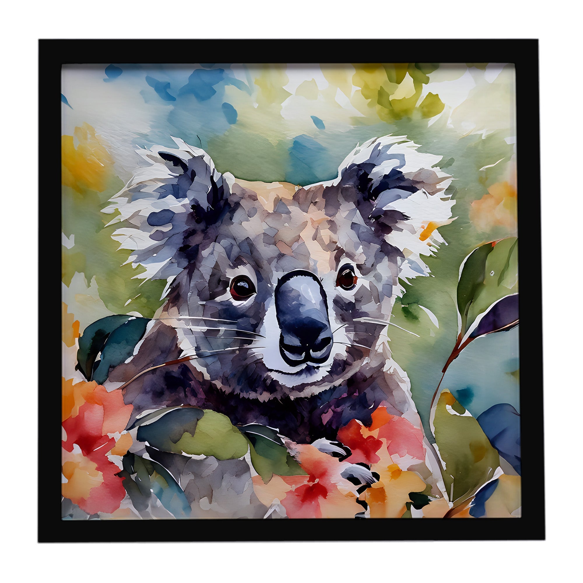 Koala Framed Metal Print Bathroom, Kitchen, Office, Home Decor Wall Art Ready to Hang, Square, 8X8