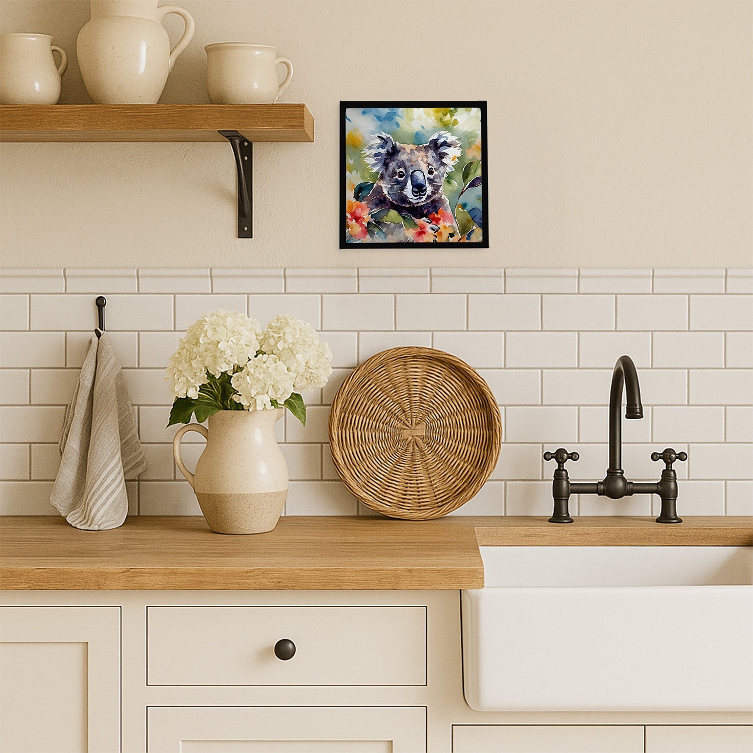 Koala Framed Metal Print Bathroom, Kitchen, Office, Home Decor Wall Art Ready to Hang, Square, 8X8