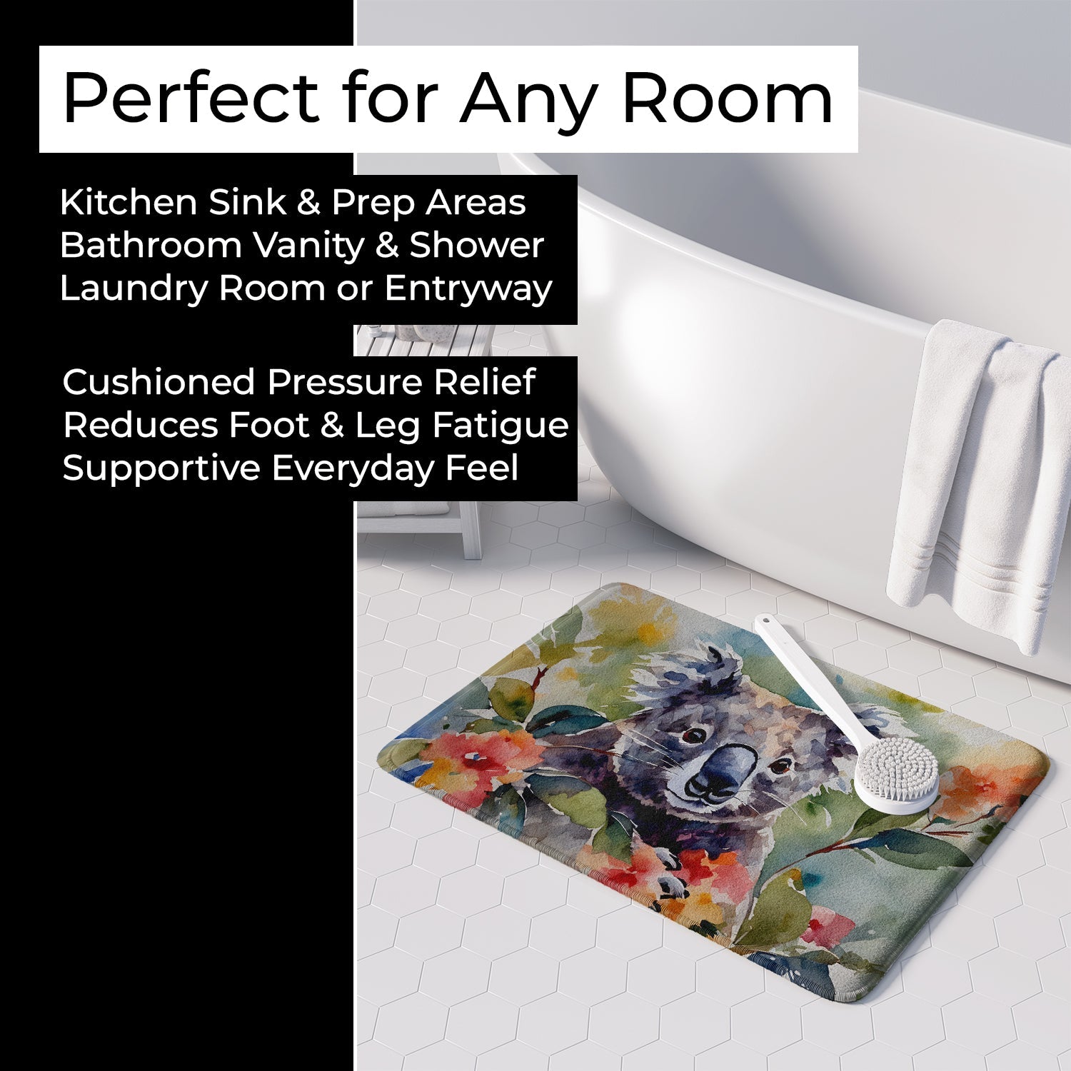 Koala Memory Foam Kitchen Mat Machine Washable Anti-Fatigue Cushion Comfort Bath or Kitchen Rug