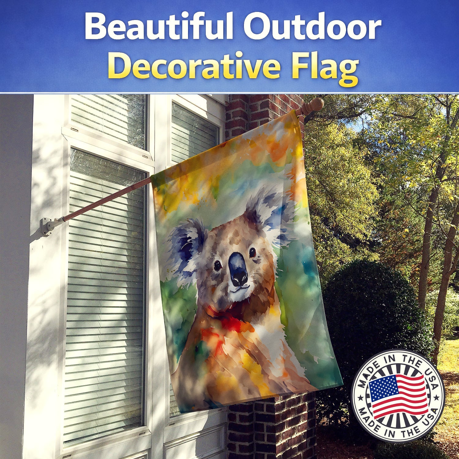 Koala House Flag 28x40 Porch Sleeve Pole Decorative Outside Yard Banner Artwork Wall Hanging, Polyester