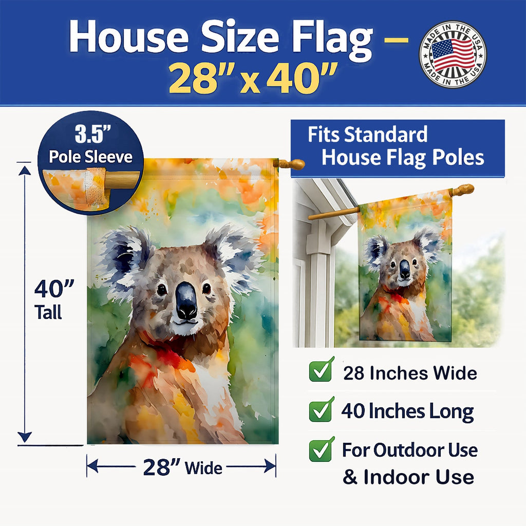 Koala House Flag 28x40 Porch Sleeve Pole Decorative Outside Yard Banner Artwork Wall Hanging, Polyester