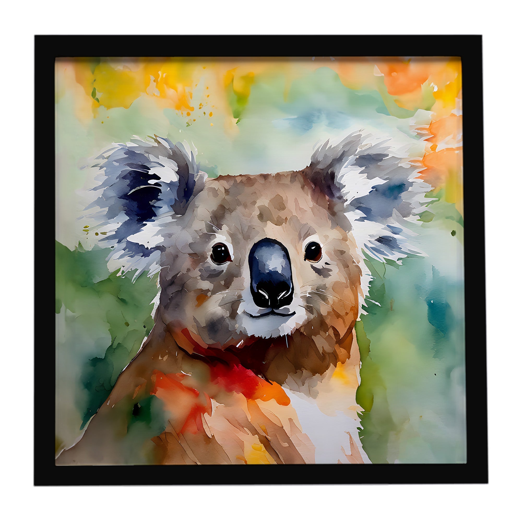 Koala Framed Metal Print Bathroom, Kitchen, Office, Home Decor Wall Art Ready to Hang, Square, 8X8