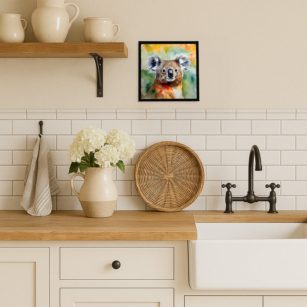 Koala Framed Metal Print Bathroom, Kitchen, Office, Home Decor Wall Art Ready to Hang, Square, 8X8