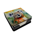 Koala PU Leather Note Paper Holder with Artist-Designed Cover, Desk Accessory, Office Gift