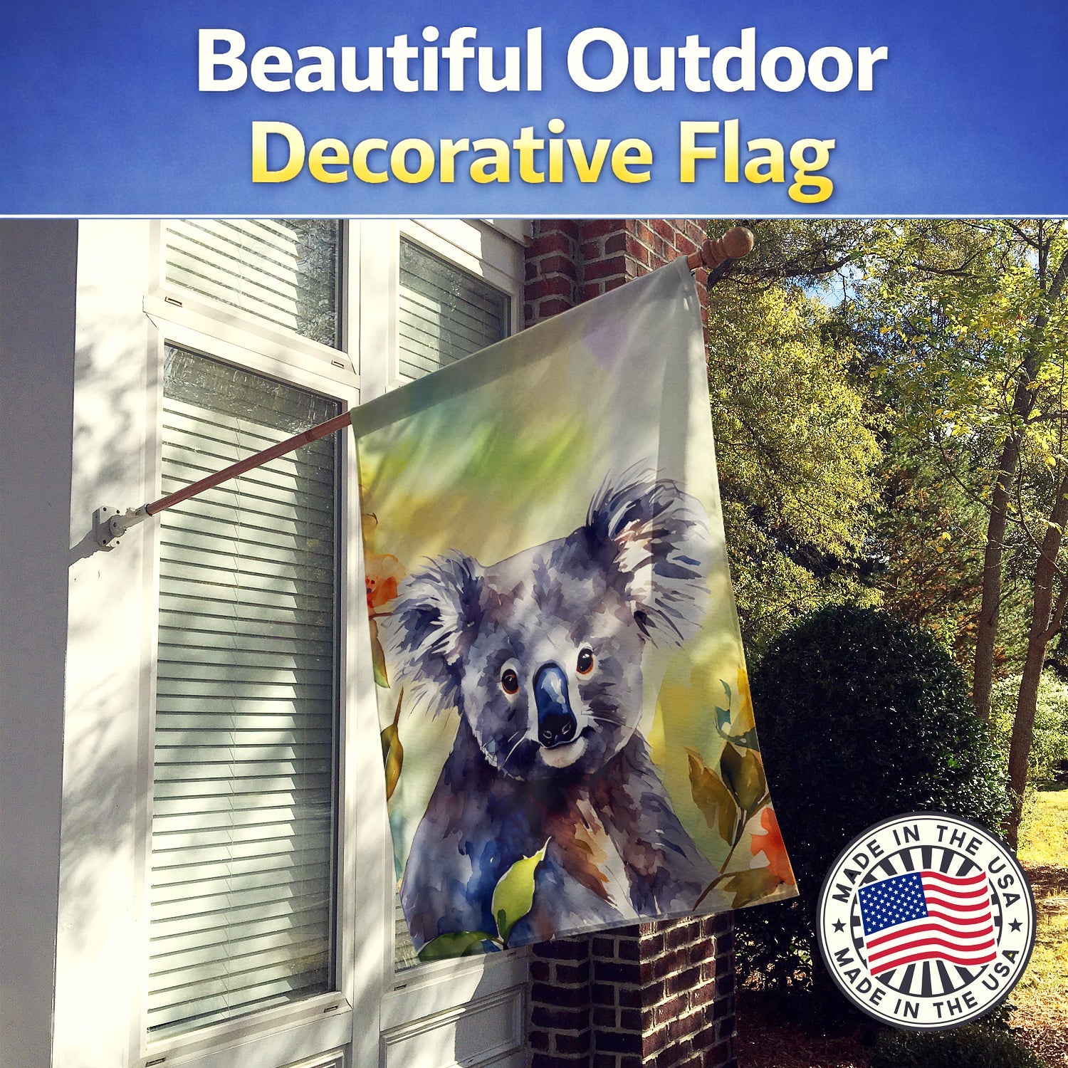 Koala House Flag 28x40 Porch Sleeve Pole Decorative Outside Yard Banner Artwork Wall Hanging, Polyester
