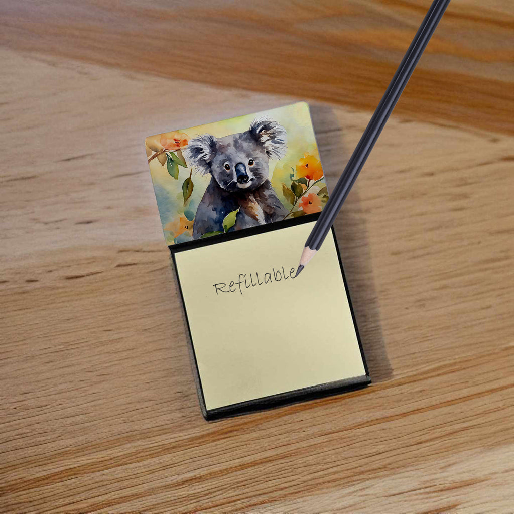 Koala Watercolor Sticky Note Holder Refillable Dispenser Desk Accessory 3x3 Pad Gift