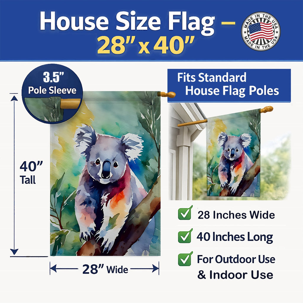 Koala House Flag 28x40 Porch Sleeve Pole Decorative Outside Yard Banner Artwork Wall Hanging, Polyester