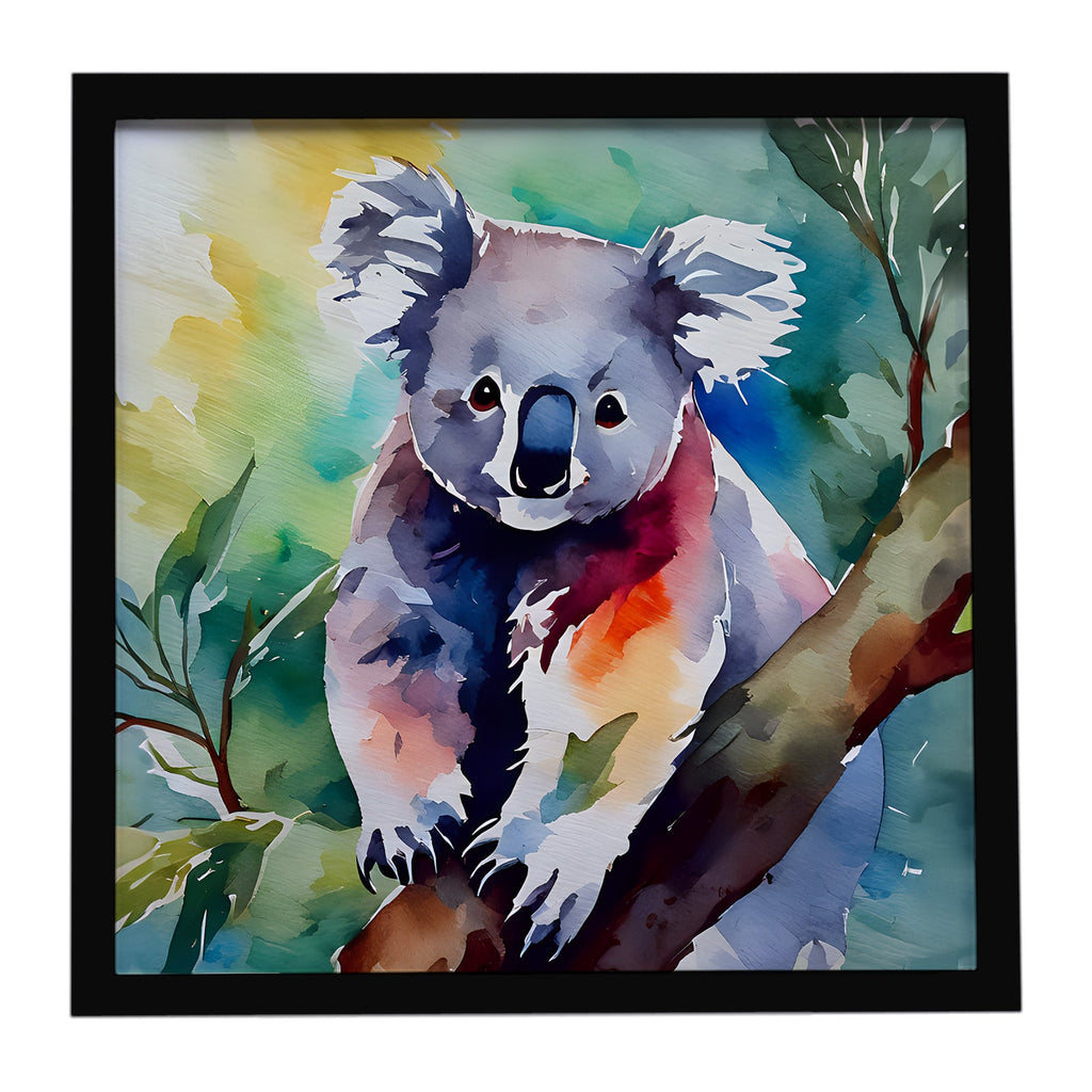 Koala Framed Metal Print Bathroom, Kitchen, Office, Home Decor Wall Art Ready to Hang, Square, 8X8
