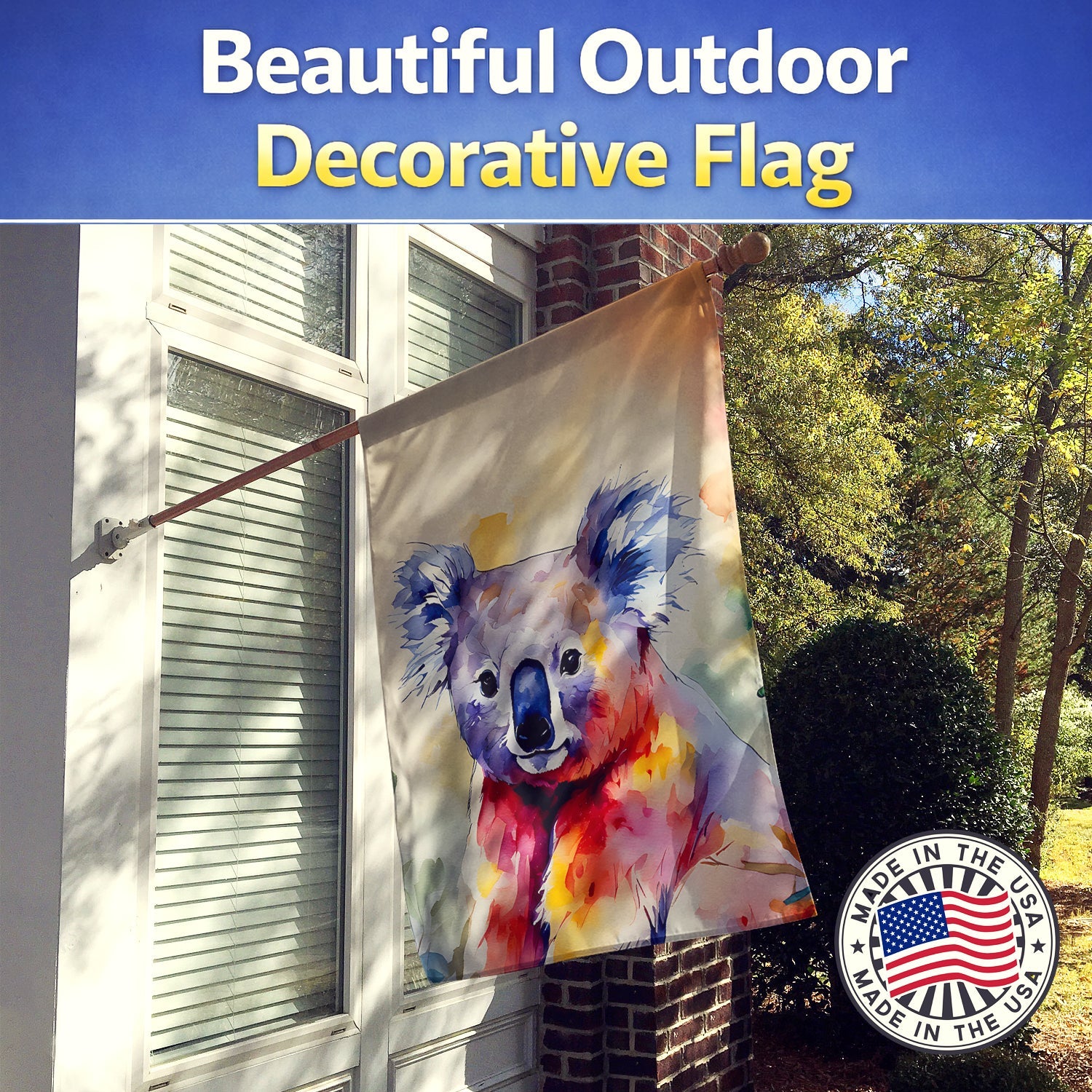Koala House Flag 28x40 Porch Sleeve Pole Decorative Outside Yard Banner Artwork Wall Hanging, Polyester
