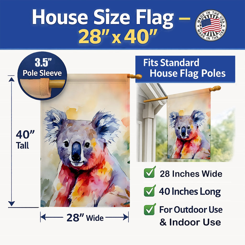 Koala House Flag 28x40 Porch Sleeve Pole Decorative Outside Yard Banner Artwork Wall Hanging, Polyester