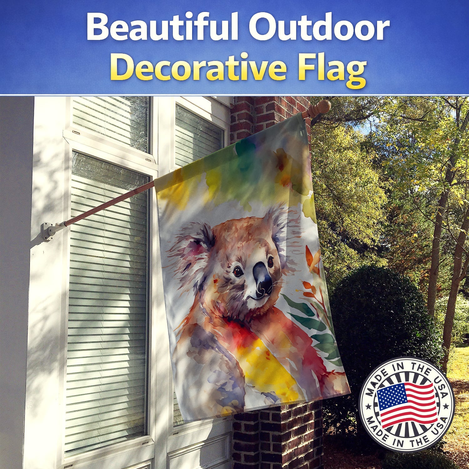Koala House Flag 28x40 Porch Sleeve Pole Decorative Outside Yard Banner Artwork Wall Hanging, Polyester