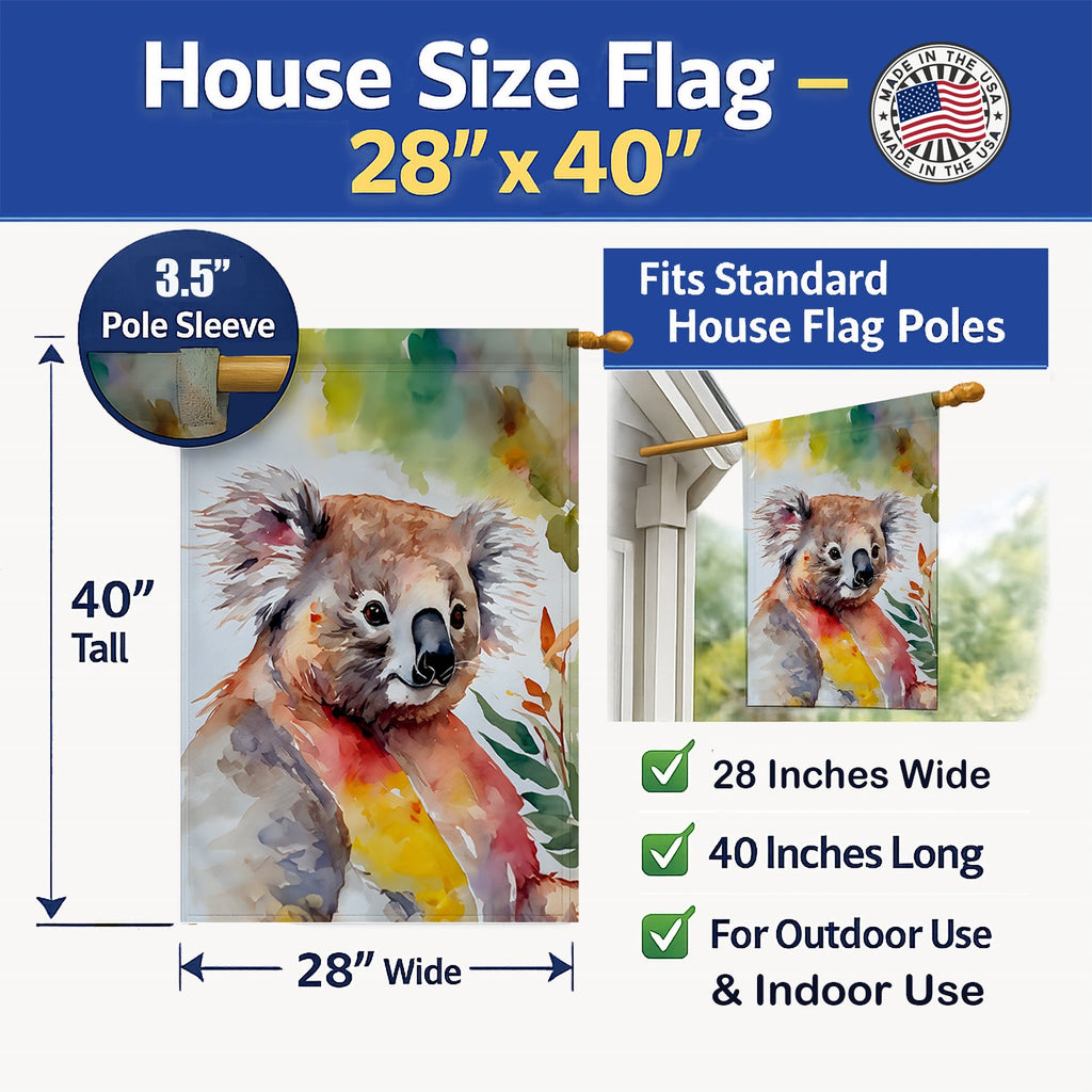 Koala House Flag 28x40 Porch Sleeve Pole Decorative Outside Yard Banner Artwork Wall Hanging, Polyester