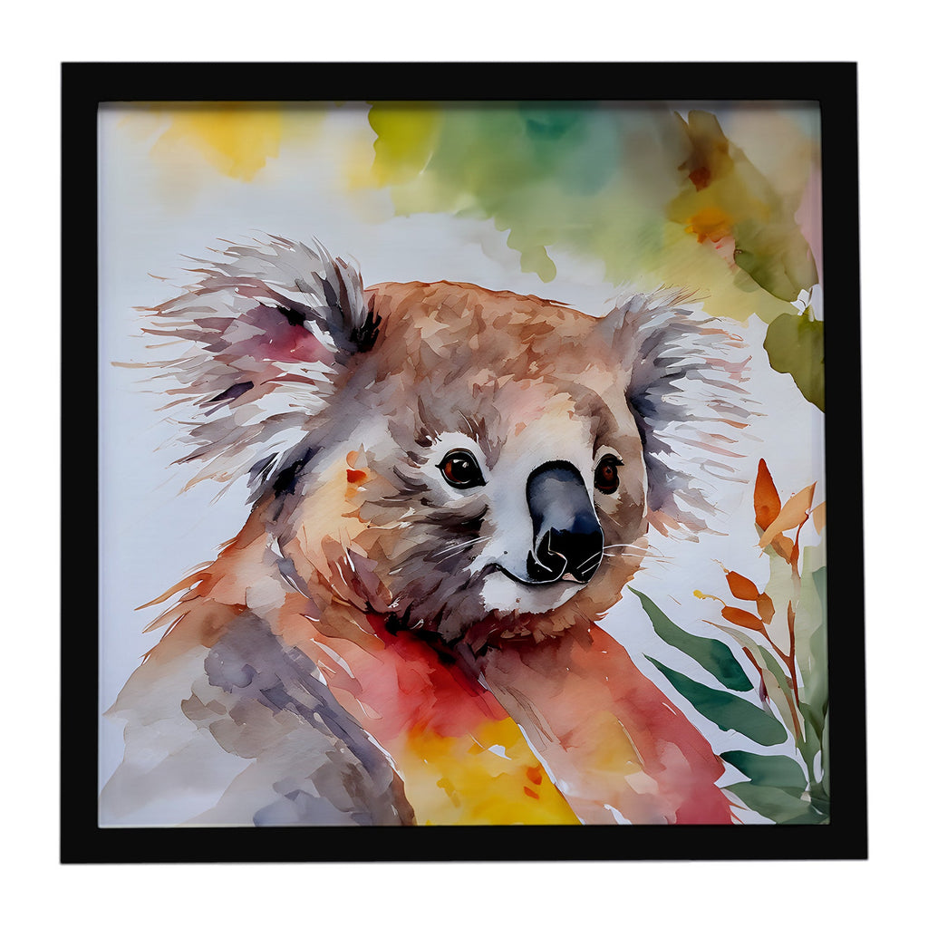 Koala Framed Metal Print Bathroom, Kitchen, Office, Home Decor Wall Art Ready to Hang, Square, 8X8