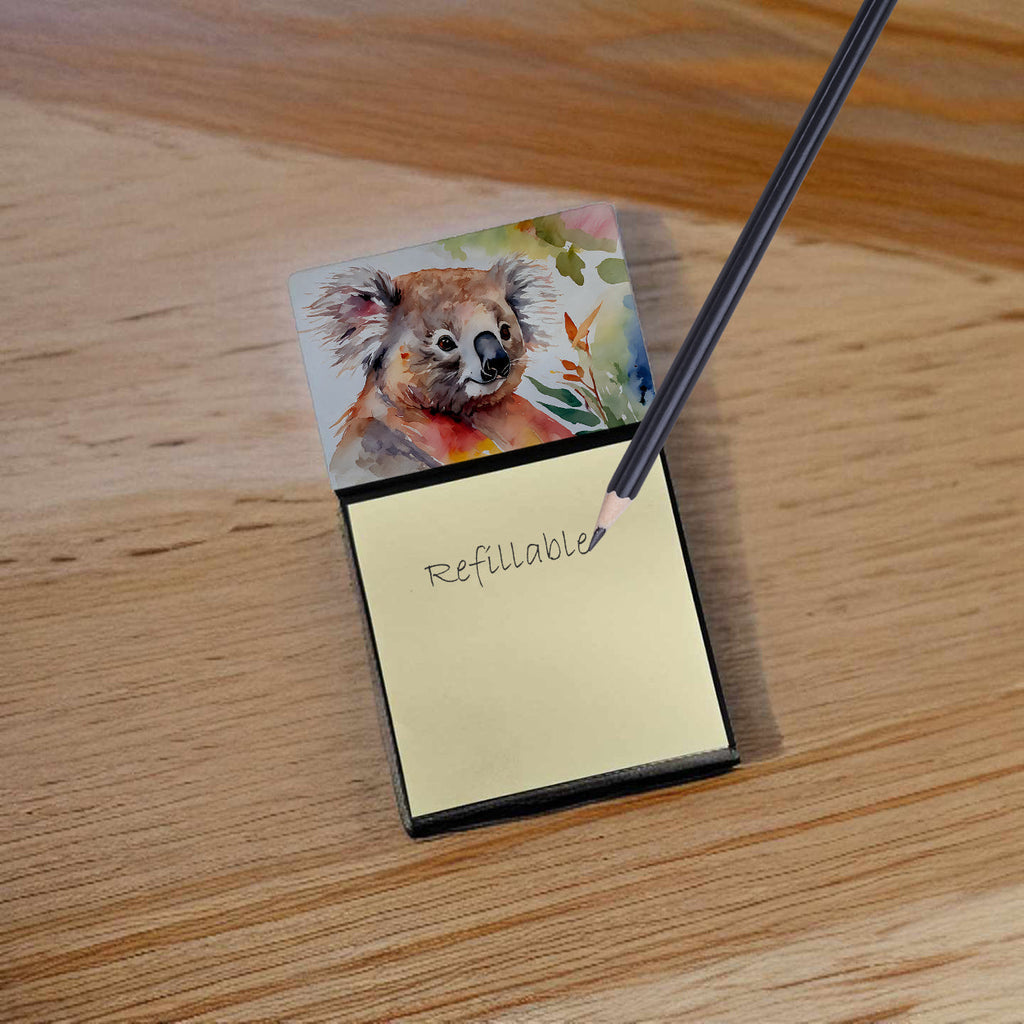 Koala Watercolor Sticky Note Holder Refillable Dispenser Desk Accessory 3x3 Pad Gift