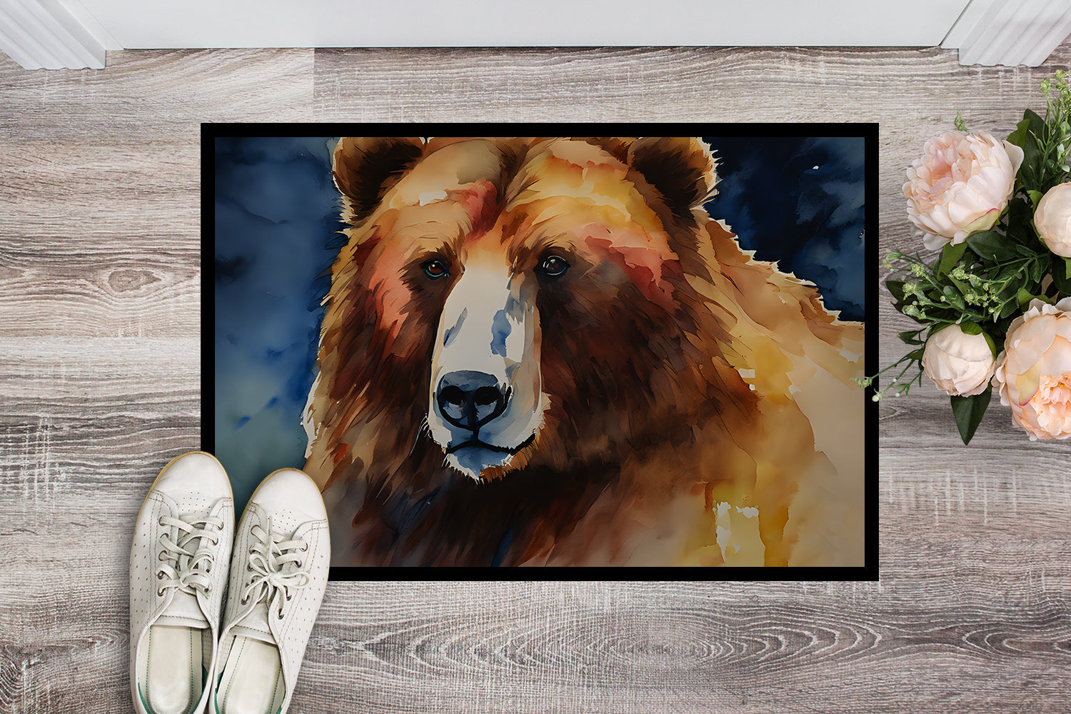 Kodiak Bear Doormat Indoor Outdoor 24H X 36W Front Door Mat Rugs for Entryway, Non Slip Washable Low Pile,