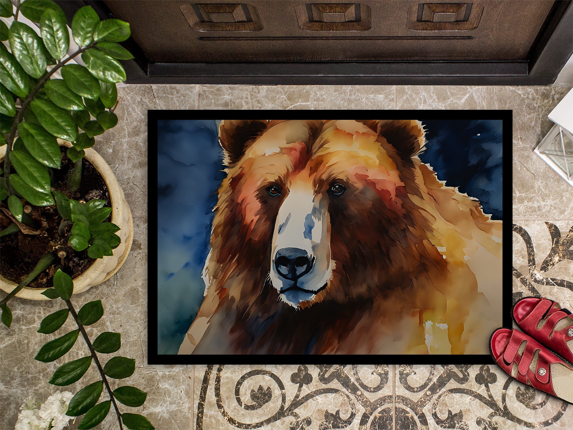 Kodiak Bear Doormat Indoor Outdoor 18H X 27W Front Door Mat Rugs for Entryway, Non Slip Washable