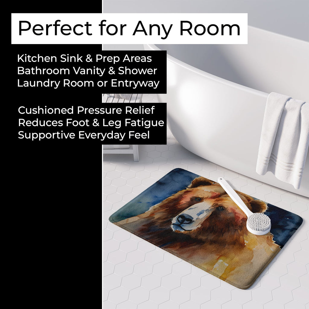 Kodiak Bear Memory Foam Kitchen Mat Machine Washable Anti-Fatigue Cushion Comfort Bath or Kitchen Rug
